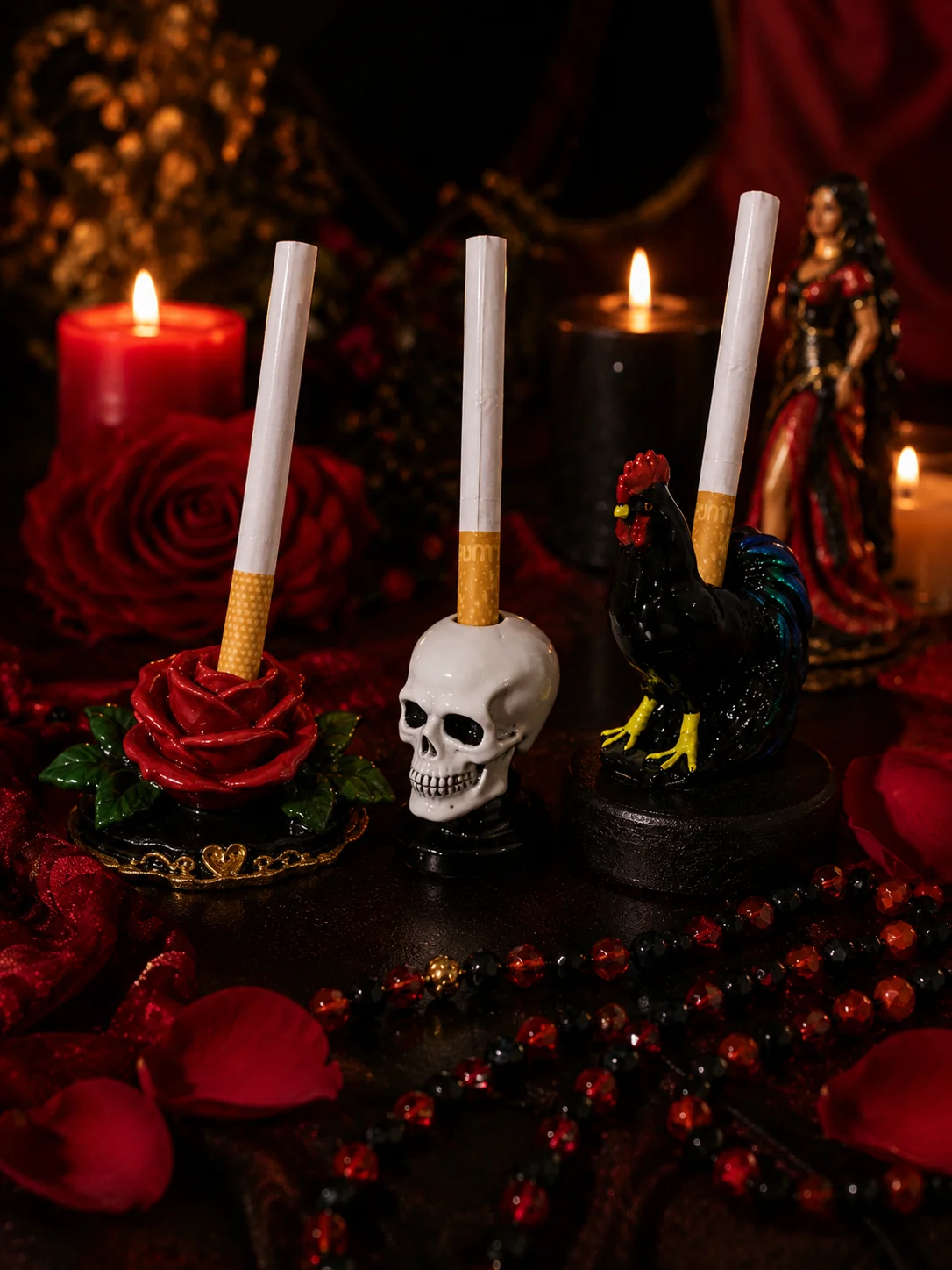 Imagen Ofertorio Ofertorios porta cigarrillos mix calavera, rosa, gallo X 3 U · Das Almas